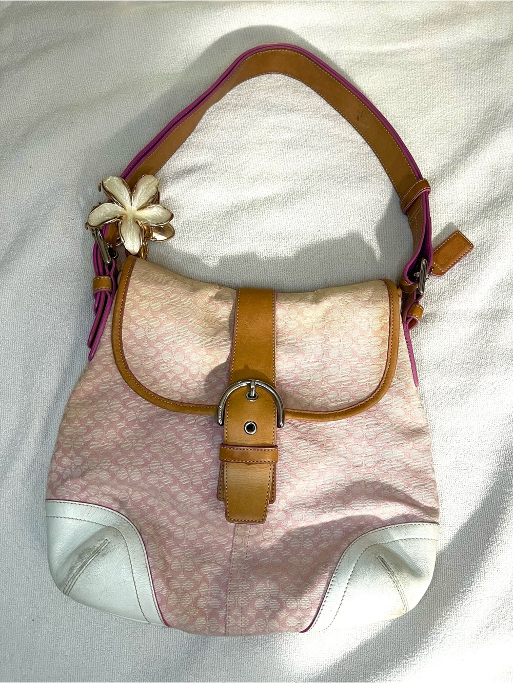 vintage coach pink soho shoulder bag